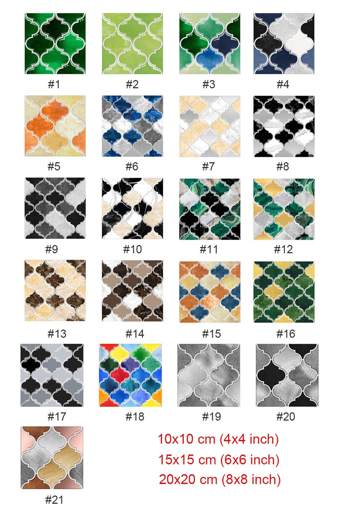 Tile Sticker Vinyl Decal for Kitchen Bathroom Backsplash Floor Decals ...
