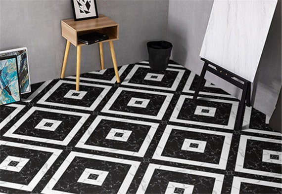 20 Adesivi Per Piastrelle 20x20 Cm – PVC Impermeabile, Rimovibile, Per Cucina, Bagno, Pavimento E Parete, Nero/Bianco/Grigio