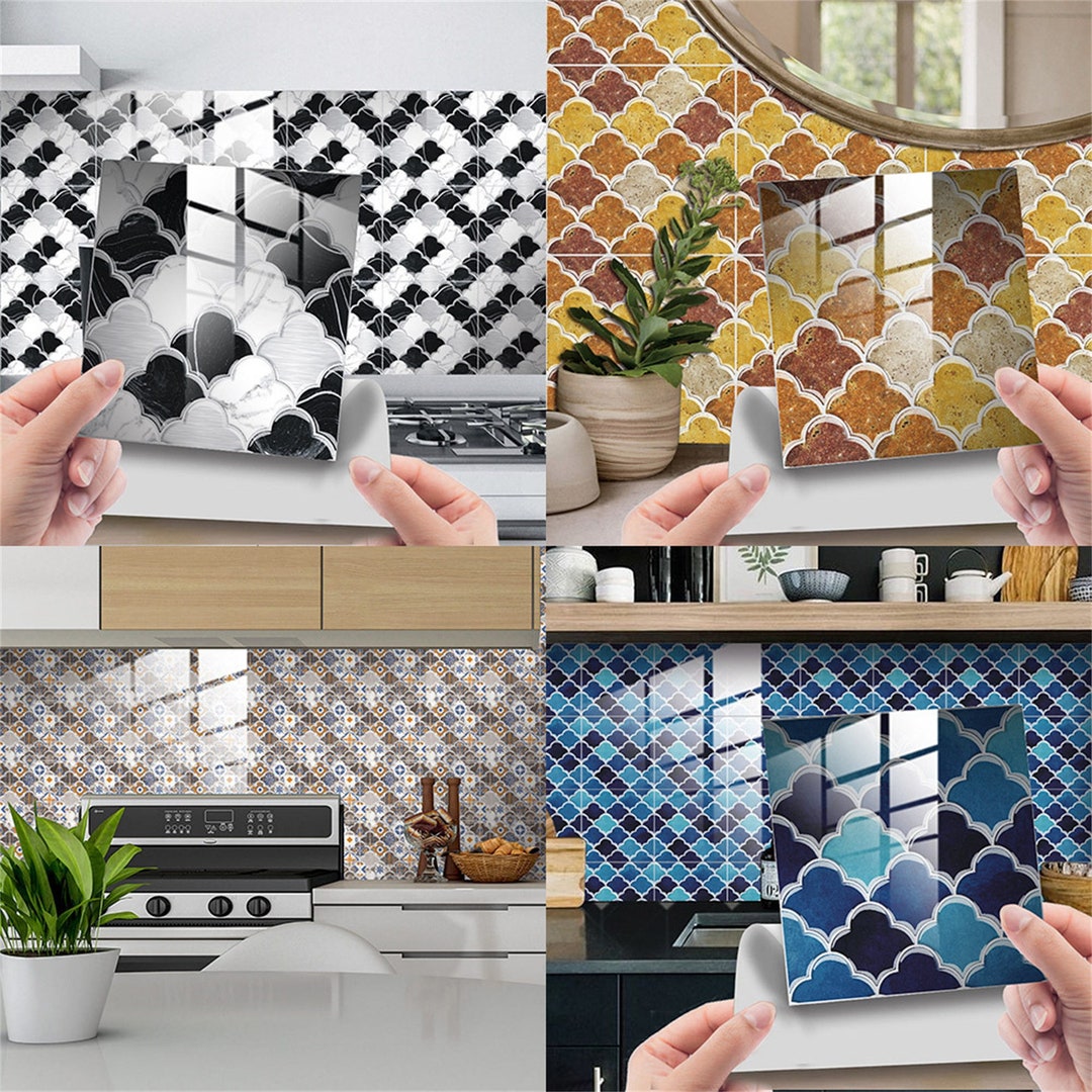 Tile Sticker Vinyl Decal for Kitchen Bathroom Backsplash Floor Decals ...