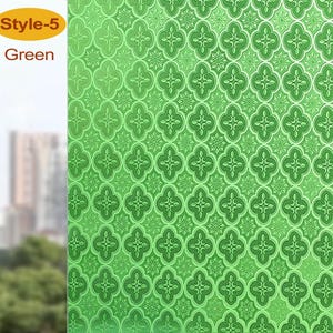 3D Premium Window Privacy Film, Static Cling Sticker,Anti-UV, No Glue, Peel and Stick, Self Adhesive Decorative Film for Home Kitchen Office Green