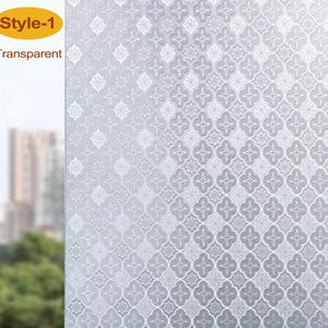 3D Premium Window Privacy Film, Static Cling Sticker,Anti-UV, No Glue, Peel and Stick, Self Adhesive Decorative Film for Home Kitchen Office Transparent