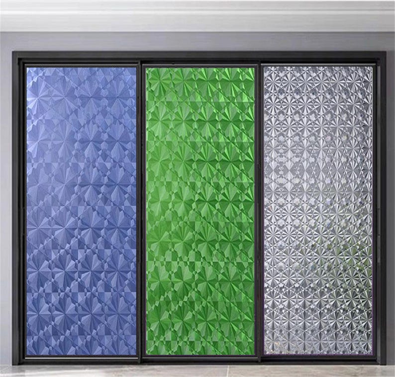 Película de privacidad 3D premium para ventanas, adhesivo estático, anti-UV, sin pegamento, fácil de despegar y pegar, película decorativa autoadhesiva para el hogar, la cocina y la oficina. imagen 3