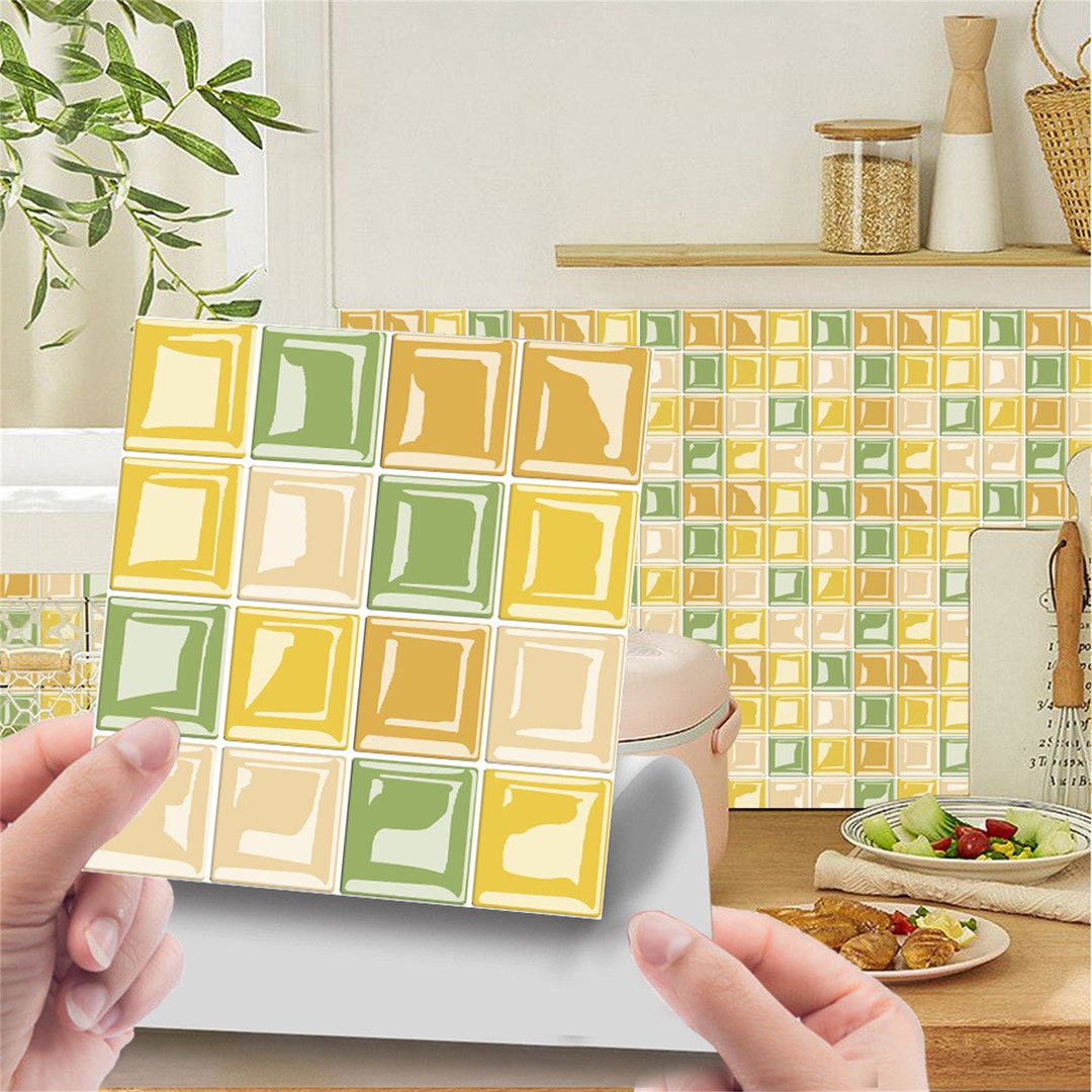 Tile Sticker Vinyl Decal for Kitchen Bathroom Backsplash Floor Decals ...