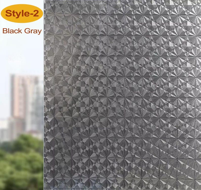 Película de privacidad 3D premium para ventanas, adhesivo estático, anti-UV, sin pegamento, fácil de despegar y pegar, película decorativa autoadhesiva para el hogar, la cocina y la oficina. Style - 2