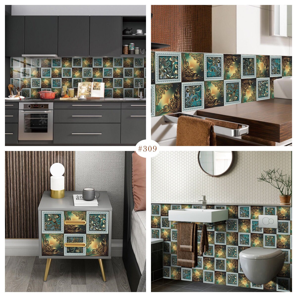 Tile Tag Sticker Tile Sticker Self Adhesive Tile Decal Wall Stickers for Kitchen ...