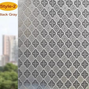 3D Premium Window Privacy Film, Static Cling Sticker,Anti-UV, No Glue, Peel and Stick, Self Adhesive Decorative Film for Home Kitchen Office Gray