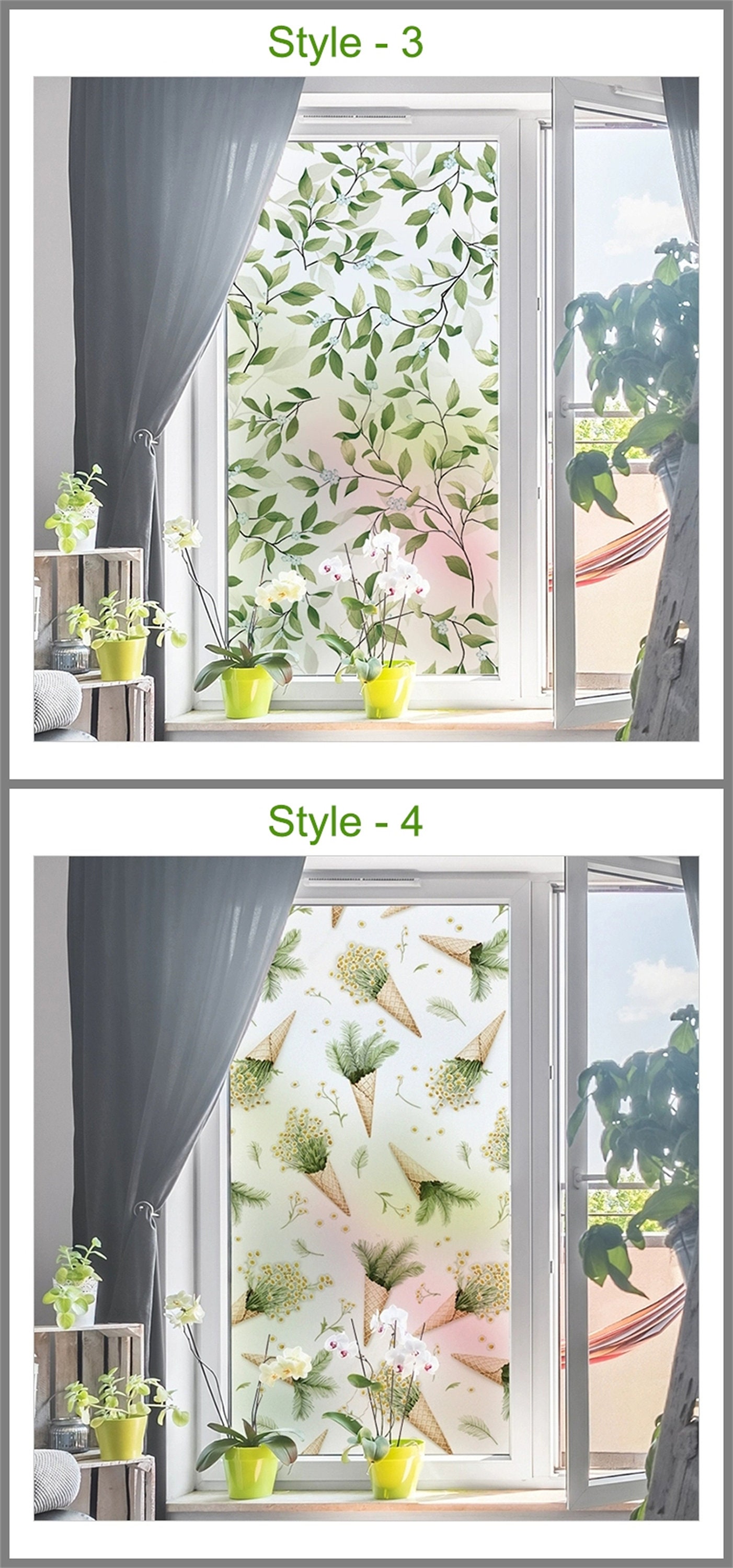 Window Sticky Frame Decorative Static Cling Window Film,frosted Stained Window Privacy Film ...