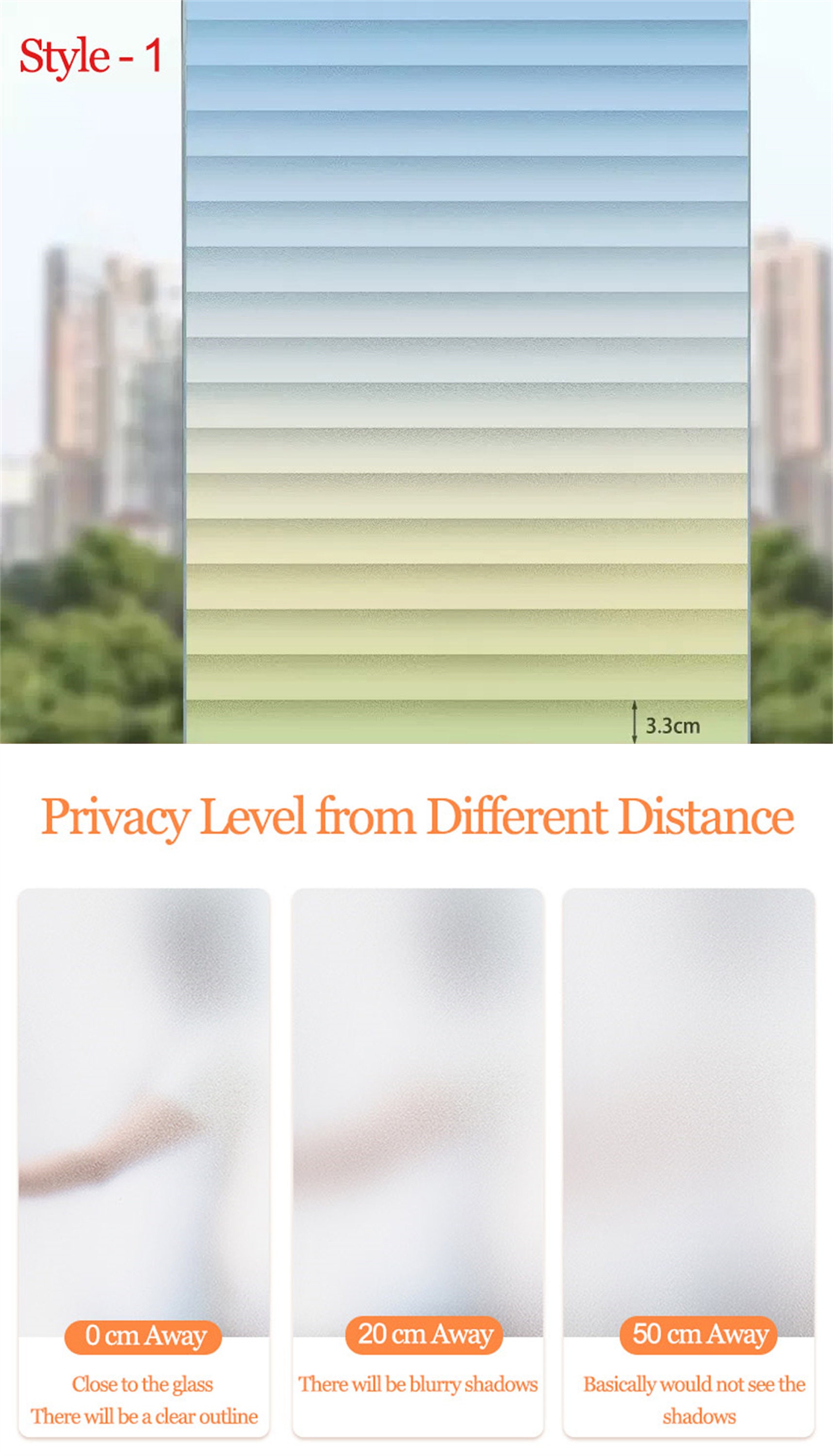 Window Privacy Gel 3D Premium Window Privacy Film, Static Cling Sticker,anti-uv, No Glue ...