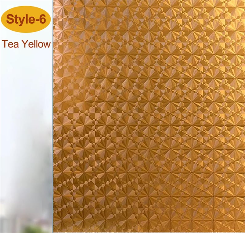 Película de privacidad 3D premium para ventanas, adhesivo estático, anti-UV, sin pegamento, fácil de despegar y pegar, película decorativa autoadhesiva para el hogar, la cocina y la oficina. Style - 6