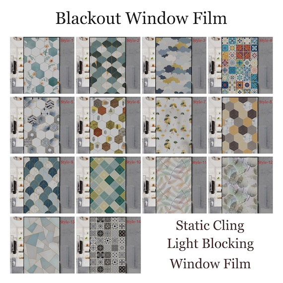 3D Premium Fenster Sichtschutzfolie, selbstklebende Verdunkelungsfolie, kein Kleber, Schälen und Aufkleben, undurchsichtiger lichtblockender Aufkleber