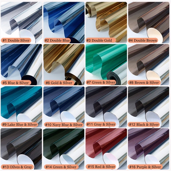 Arthome Pellicola per Vetri Finestre Anti-UV 44,5cmx200cm, Blu Argento, Controllo del Calore Oscuranti per Finestre Riflettente Adesiva Statica DIY per casa e ufficio Riduzione Abbagliamento solare