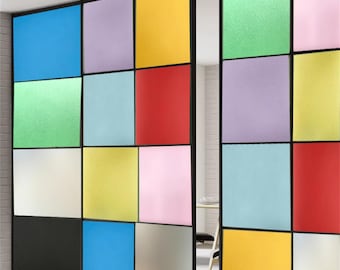 Window Privacy Film, Frosted Window Film, Decorative Window Vinyl for Office & Home, Frosted Adhesive Backed Film, Colorful Glass Stickers