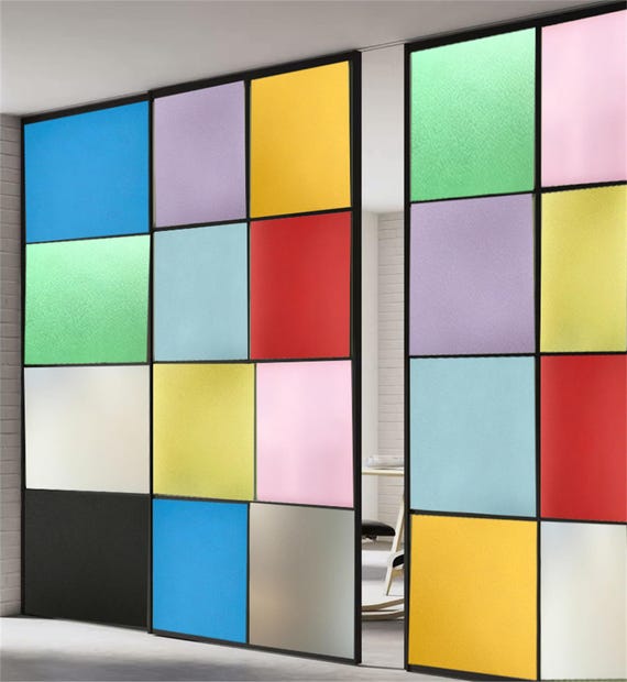 Fenster Sichtschutzfolie, Gefrostete Fensterfolie, Dekorative Fenster Vinyl für Büro & Zuhause, Gefrostete Klebefolie, Bunte Glasaufkleber