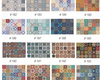 May include: A collection of 16 different patterned tiles, each with a unique design. The tiles are arranged in a grid pattern and are numbered from 182 to 197.