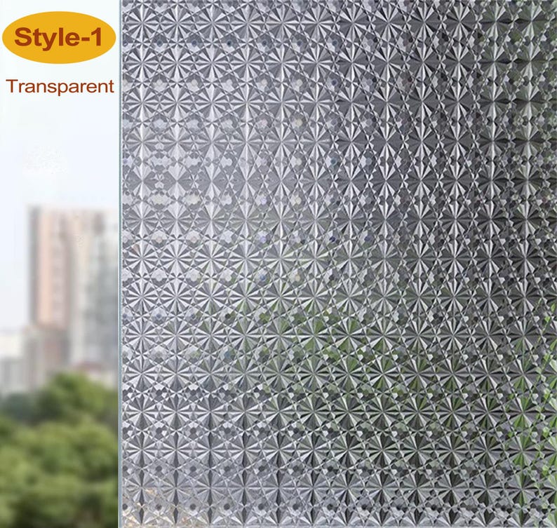 Película de privacidad 3D premium para ventanas, adhesivo estático, anti-UV, sin pegamento, fácil de despegar y pegar, película decorativa autoadhesiva para el hogar, la cocina y la oficina. Style - 1