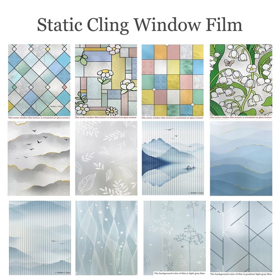 3D Premium Window Privacy Film, Static Cling Sticker,Anti-UV, No Glue, Peel and Stick, Self Adhesive Decorative Film for Home Kitchen Office