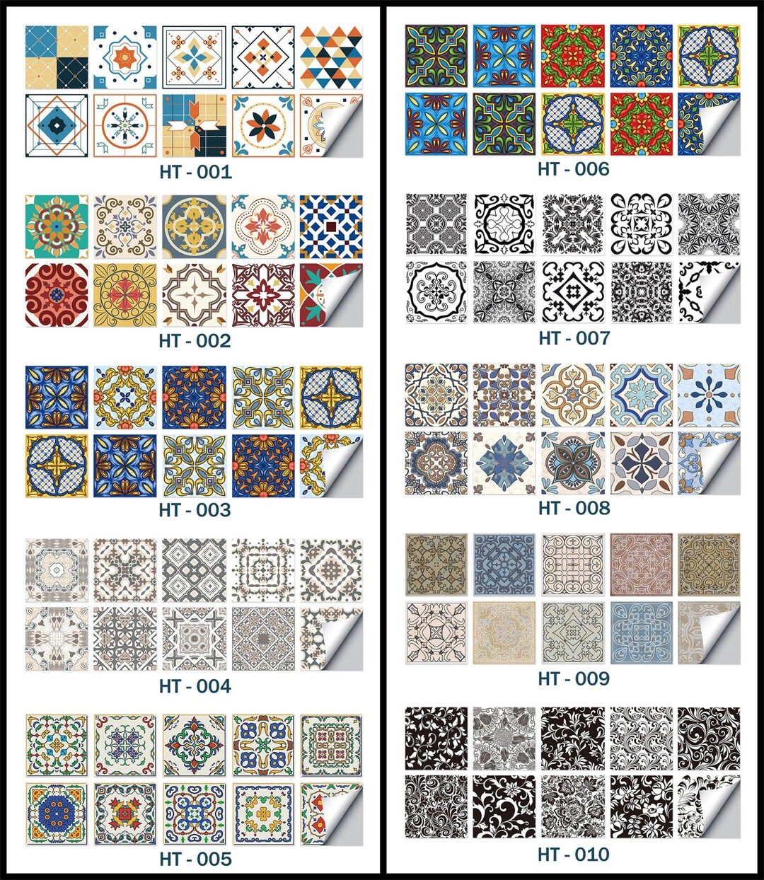 Tile Tag Sticker Tile Sticker Vinyl Decal for Kitchen Bathroom Backsplash Floor Decals ...