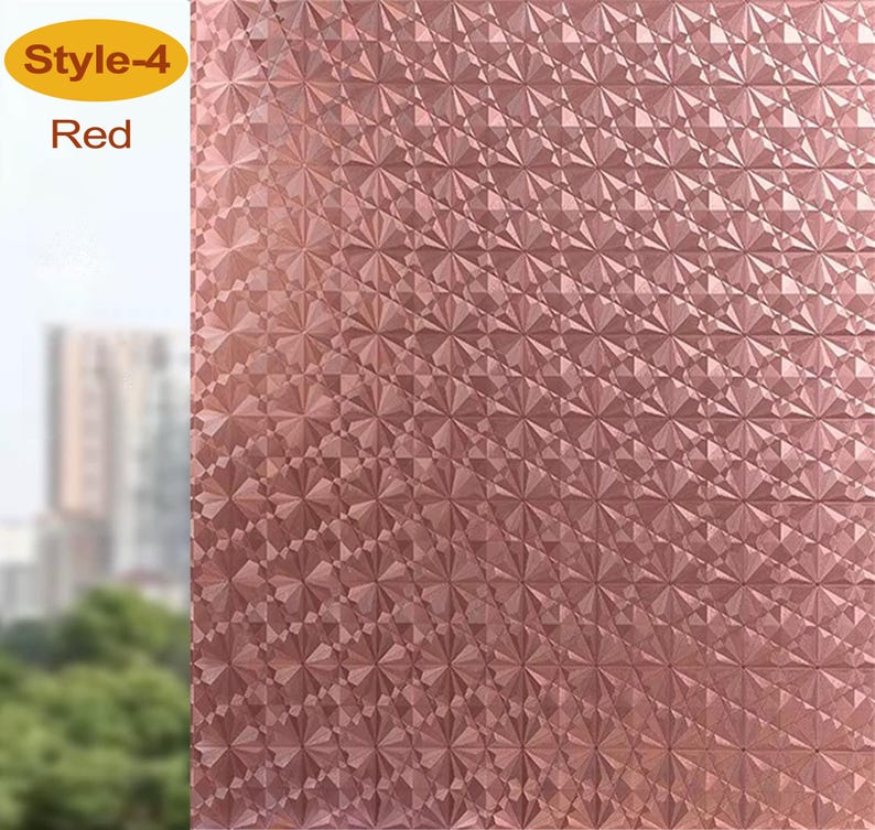 Película de privacidad 3D premium para ventanas, adhesivo estático, anti-UV, sin pegamento, fácil de despegar y pegar, película decorativa autoadhesiva para el hogar, la cocina y la oficina. Style - 4