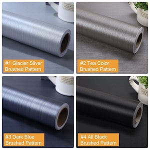 Sticky Back Plastic Self Adhesive Brushed Steel Metallic, Metallic Brushed Sticky Vinyl Fablon, Solid Color Contact Paper, Peel and Stick Wall Sticker, Removable Furniture Decor, Self Adhesive Vinyl Fridge, Waterproof Contact Paper for Countertop Furniture Renovation, Peel and Stick Sticky Back Plastic for Desk, Cabinet, Drewer, Cupboard, Refrigerator, Elevator Decoration, Home Decals