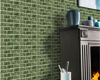 Brillante 3D Metro Auto adhesivo contemporáneo Splashback mosaicos pegatina de baldosas, impermeable, calcomanías de pared, calcomanías de salpicaduras de azulejos, cocina, baño