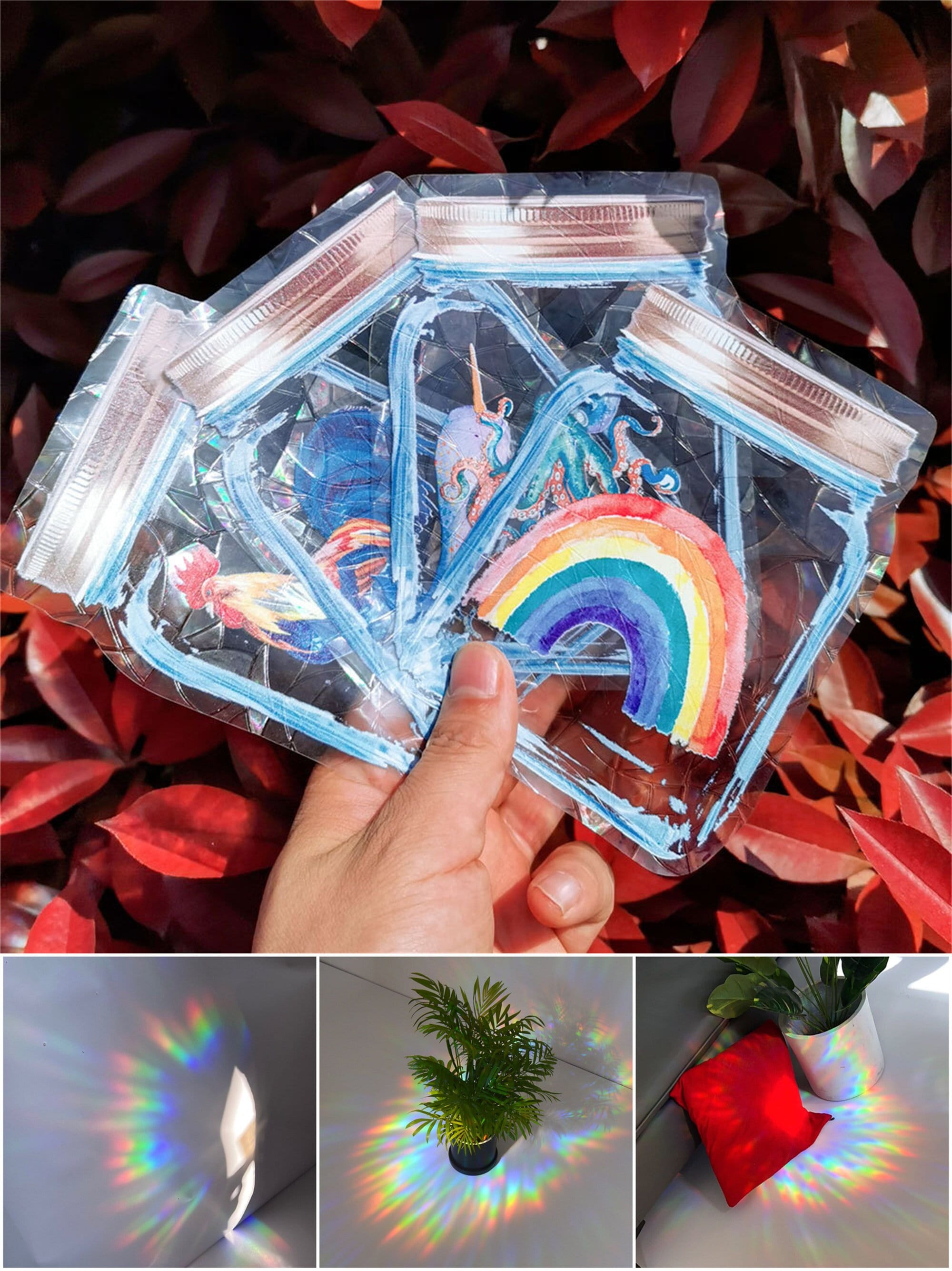 39 Pezzi Adesivi Finestre Antiuccelli - Pellicola Arcobaleno Effetto Prisma, Decorazione Vetri Sicura - Foto 6