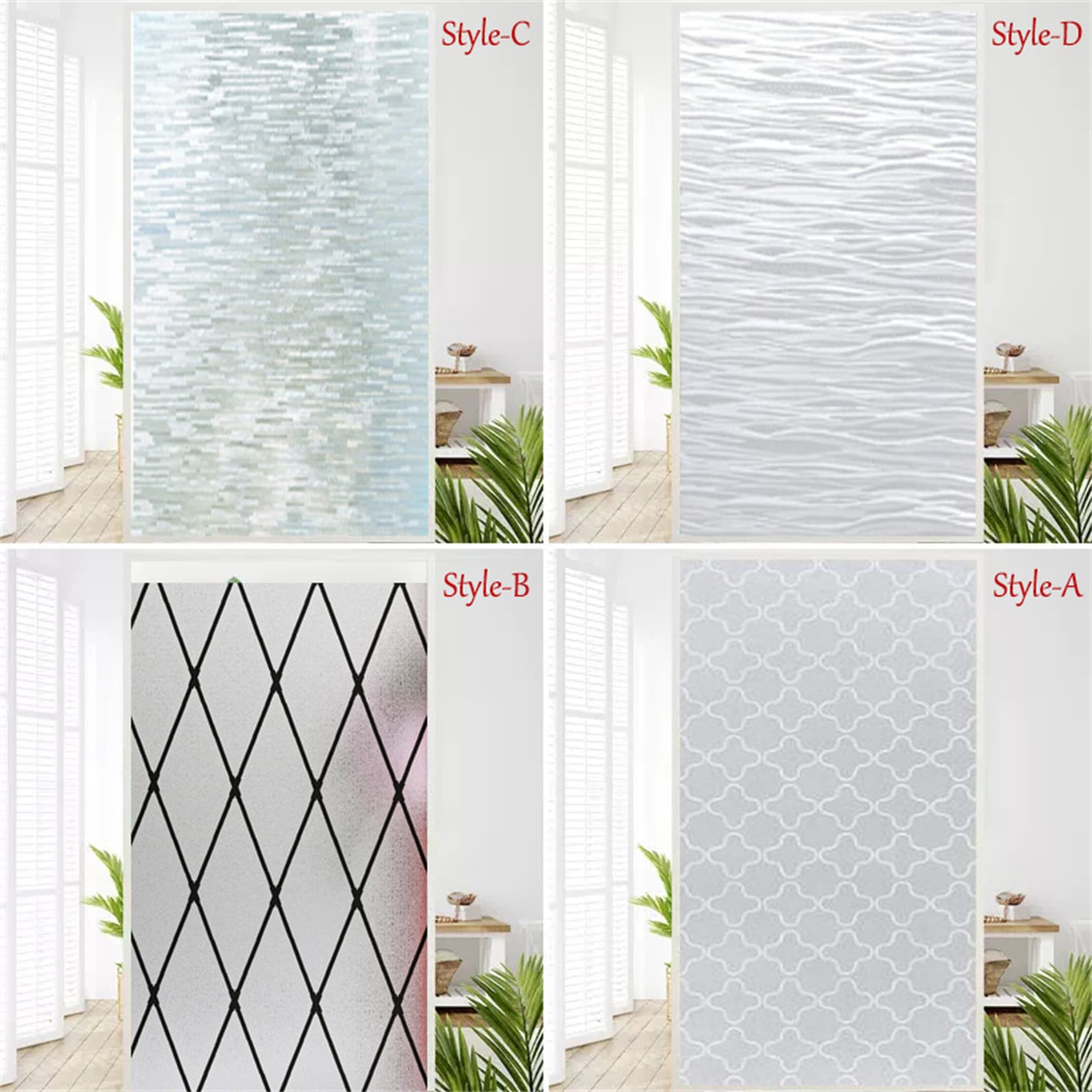 Window Film Frosted Static Cling Sticker Stained Glass Film Decorative ...