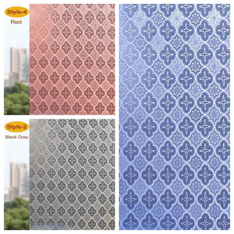 3D Premium Window Privacy Film, Static Cling Sticker,Anti-UV, No Glue, Peel and Stick, Self Adhesive Decorative Film for Home Kitchen Office image 2