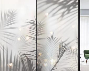 Pellicola per la privacy delle finestre con palme, pellicola decorativa per la privacy, adesivo statico non adesivo per porte e finestre, adesivi in vinile per vetri smerigliati