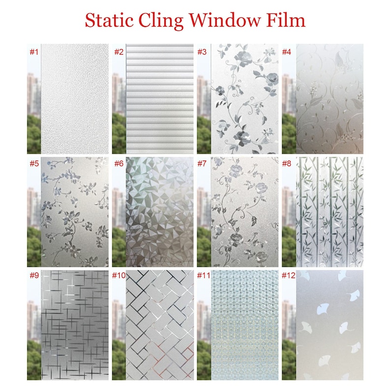 3D Premium Window Privacy Film, Static Cling Sticker,Anti-UV, No Glue, Peel and Stick, Removable Glass Film, Reusable Glass Sticker Vinyl Film Self Adhesive Decorative Film for Home Kitchen Office Bathroom Bedroom Living Room Dormitory Laundry Room
