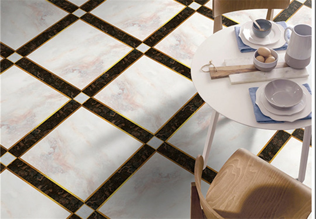 Floor Tile Stickers,marble Peel and Stick Tile Decoration for Bathroom ...