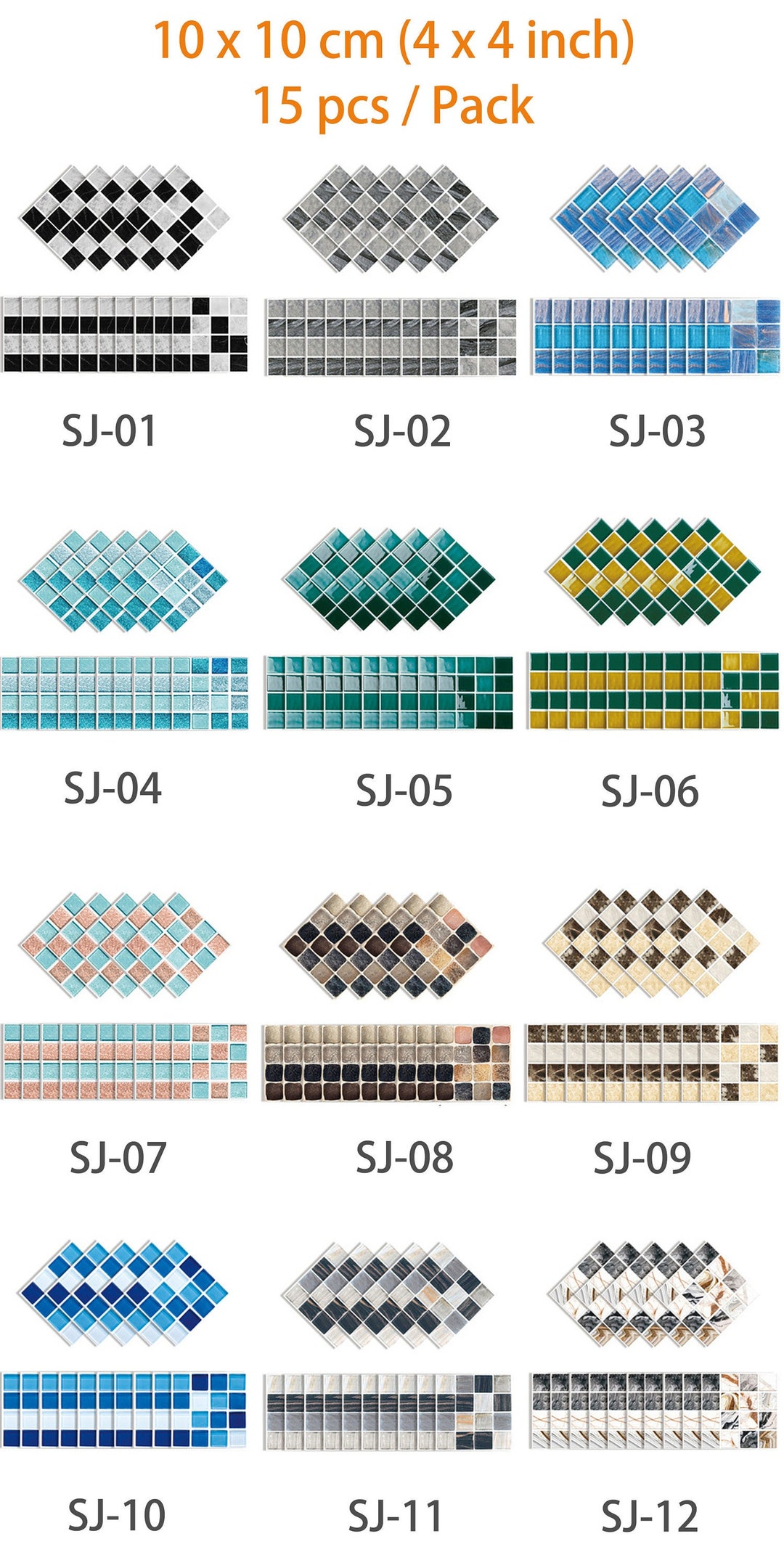 Tile Tag Sticker Tile Sticker Vinyl Decal for Kitchen Bathroom Backsplash Floor Decals ...