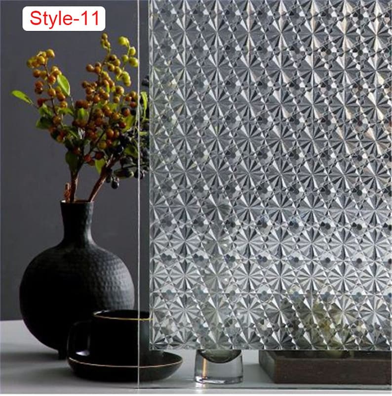 3D Premium Window Privacy Film, Static Cling Sticker,Anti-UV, No Glue, Peel and Stick, Removable Glass Film, Reusable Glass Sticker Vinyl Film Self Adhesive Decorative Film for Home Kitchen Office Bathroom Bedroom Living Room Dormitory Laundry Room