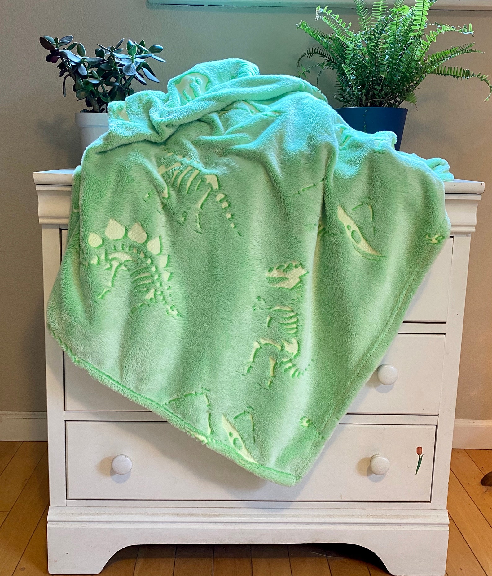 Glow in the Dark Dinosaur Throw Blanket Etsy
