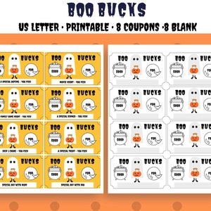 Boo Bucks - ハロウィーンの配布物、ハロウィーンのランチボックスのメモ、子供向け特典クーポン、印刷可能、子供向けクーポン、ハロウィーンのお金、子供向けの現金