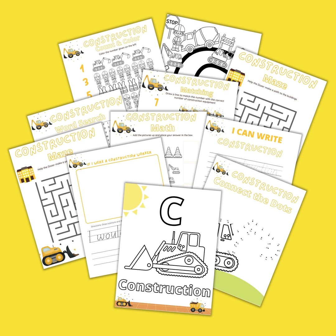 Construction Printable Activity Book - PDF Download: Connect the Dots ...