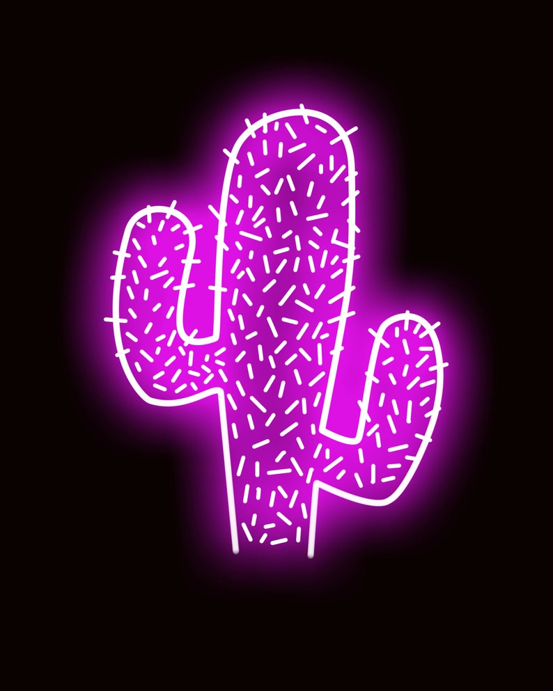 Neon Cactus, Digital Download, Download, PNG, Cactus, Neon Etsy