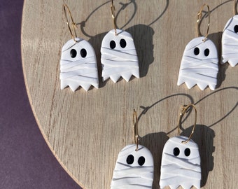 Mummy Ghost earrings, Halloween Clay Earrings, Statement Earrings