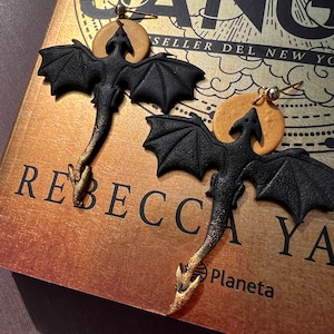 Fourth Wing Dragon Earrings - Handmade Polymer Clay Fantasy Jewelry - Book-Inspired Dragon Accessories
