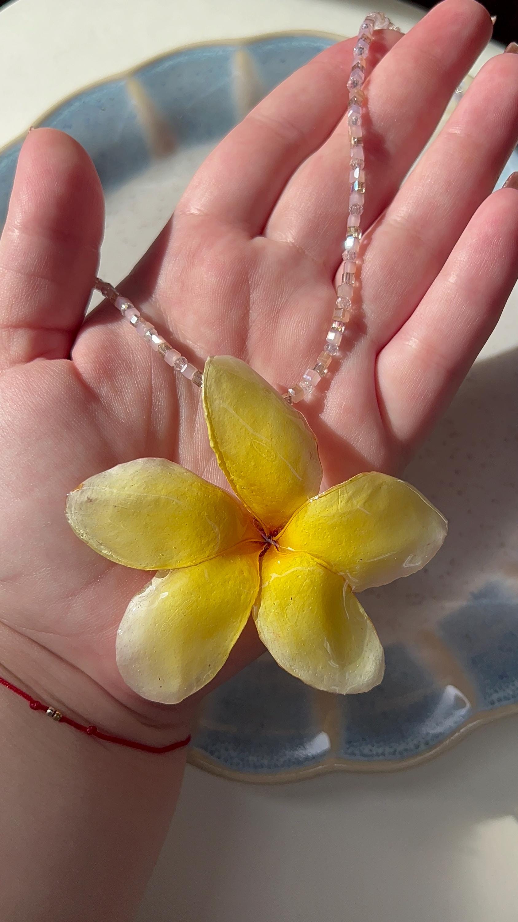 22mm Rose Gold Plumeria Flower Pendant Necklace - Sterling Silver With Pink CZ, 18 Inch Chain