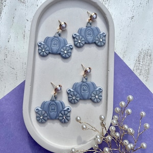 Cinderella Carriage Earrings | Handmade Polymer Clay Princess Jewelry | Magical Fairy Tale Gift for Her | Disney-Inspired Accessories