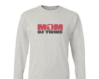 Number 1 Mom of Twins Logo Long Sleeve Shirt - #1 Twins Mom Gift - Mother of Twins Gift - Twins Mom Shirt - Parent of Twins Present