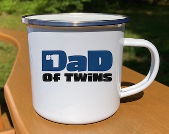 Dad of Twins Camp Mug - #1 Dad of Twins Camp Mug - Number One Dad of Twins Gift Mug- Father of Twins - Twins Dad Gift - 12 oz Camp Mug