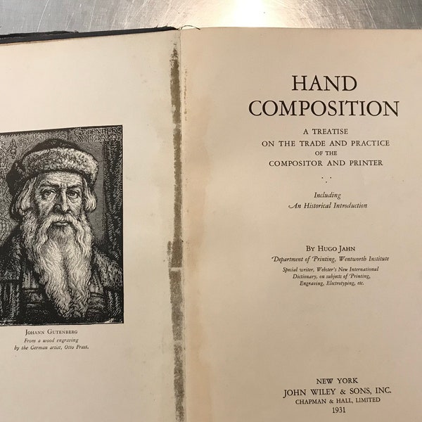Composition à la main - Un traité sur le métier et la pratique du compositeur et de l'imprimeur par Hugo Jahn - Livre vintage 1931