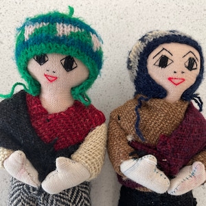 2 adorable handmade embroidered Peruvian dolls