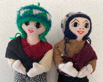 2 adorable handmade embroidered Peruvian dolls