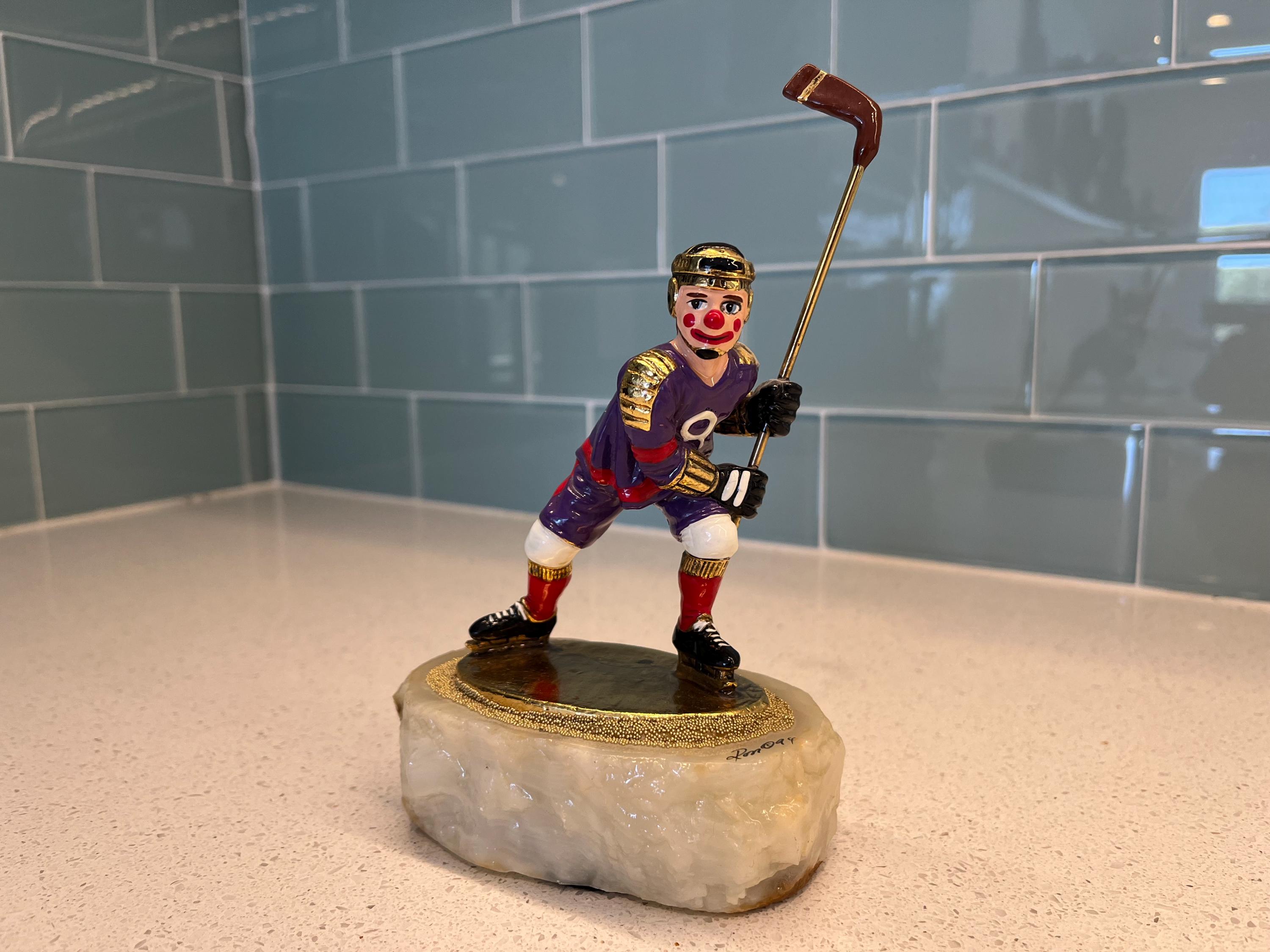 [178] ロン リー Ron Lee ノー フィッシング ピエロ 置物 Ron Lee Clown Sculpture - the Hockey Player - Hand Painted Bronze