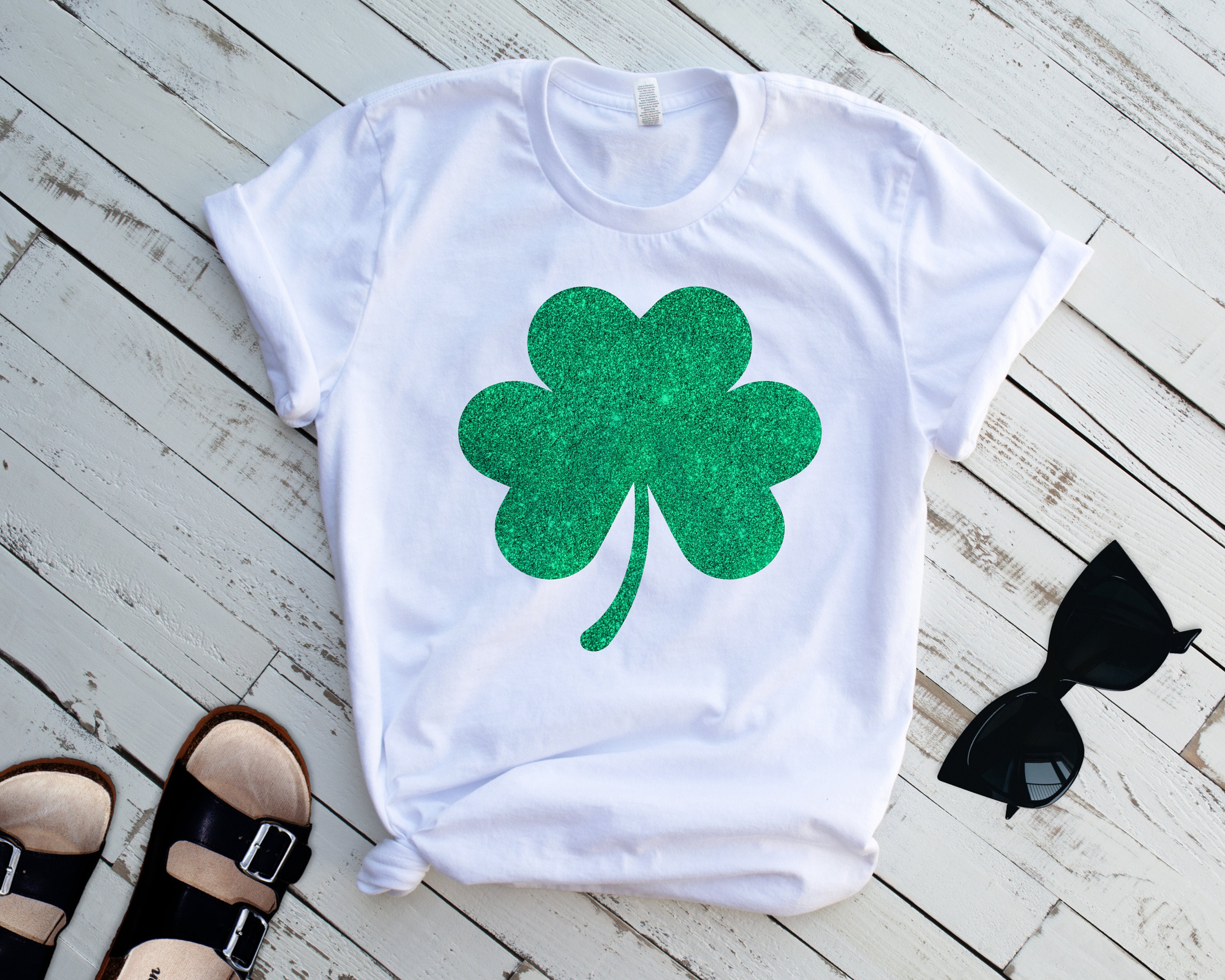 Glitter Shamrock Tee Tshirt St Pattys Day Shirt St Patricks | Etsy