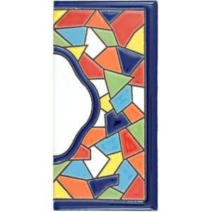 Mallorca Pieza final derecha Azulejo Cerámica Española Borde 11 cm Hecho a mano Cerámica Azul Blanco Marco de Letrero Costero Borde de Cierre Derecho Moldura