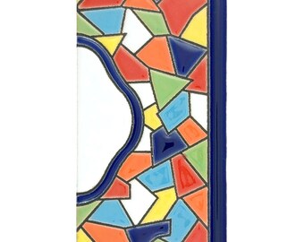 Mallorca Pieza final derecha Azulejo Cerámica Española Borde 11 cm Hecho a mano Cerámica Azul Blanco Marco de Letrero Costero Borde de Cierre Derecho Moldura