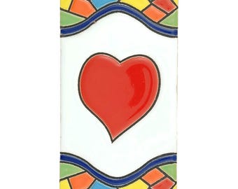 Azulejo de cerámica Mallorca Heart, azul español y blanco, símbolo del amor, 11 cm, hecho a mano, decorativo, de cerámica, letrero con nombre para la casa, regalo romántico de aniversario.